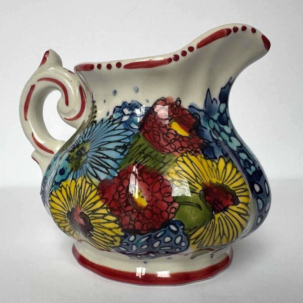 Anthropologie Garden Swirl Multicolor Ceramic Creamer Small Pitcher